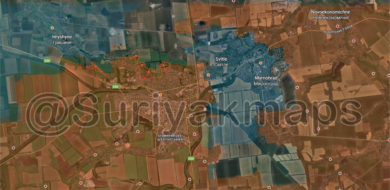 Обстановка на Мирноградском и Покровском направлениях: российские войска продолжили наступление на северных и северо-западных окраинах Покровска, а также заняли новые дачные участки к югу от Гришино Обстановка на Мирноградском и Покровском направлениях: российские войска продолжили наступление на северных и северо-западных окраинах Покровска, а также заняли новые дачные участки к югу от Гришино