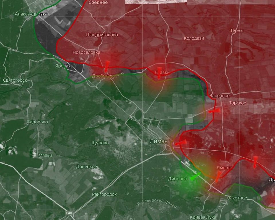 «На Лиманском направлении ВС РФ продвигаются в районе Ямполя и в сторону н.п. Диброва, ВСУ контратакуют, но пока безрезультатно