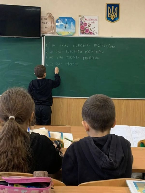 В Виннице учитель заставил школьника исписать всю доску фразой "Я не буду говорити російською" за то, что тот заговорил по-русски на уроке