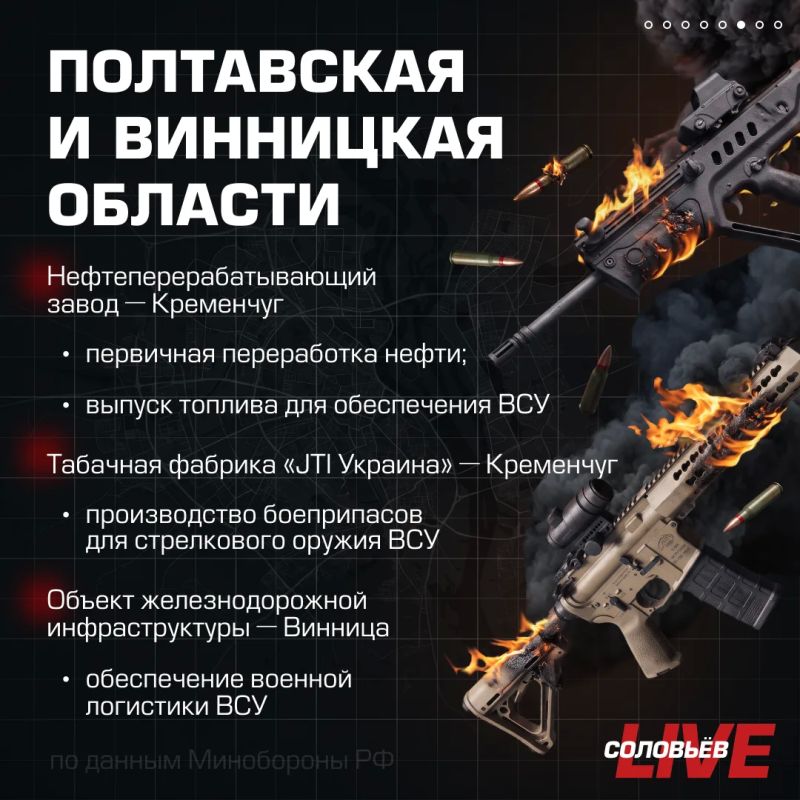 Минувшей ночью Вооружённые силы России нанесли массированный удар по объектам военной промышленности и логистики Украины Минувшей ночью Вооружённые силы России нанесли массированный удар по объектам военной промышленности и логистики Украины